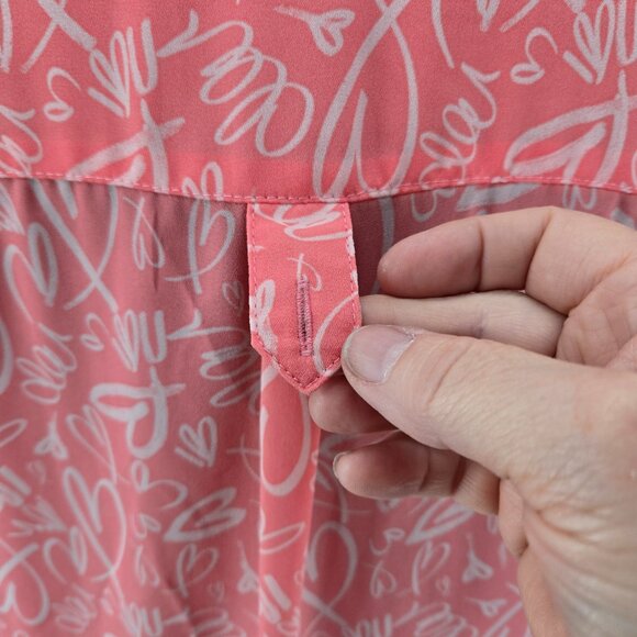 76-3 Torrid Pink Peach Heart Harper ¾ sleeve blouse top Size 1 (14/16) - Picture 7 of 10